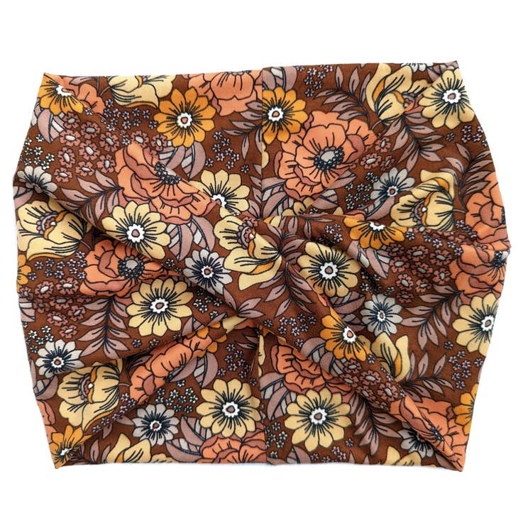 Fall Floral Wide Twist Headband