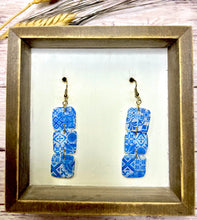 Load image into Gallery viewer, Blue Moroccan Tile Triple Dangle earring
