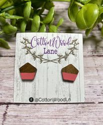 Watermelon dipped hexagon wooden studs