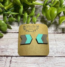 Mint Double chevron wooden studs