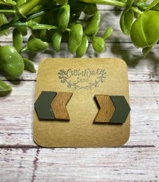 Olive double chevron wooden studs