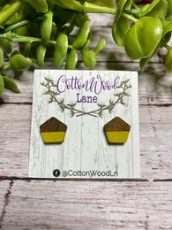 Mustard dipped hexagon stud earring