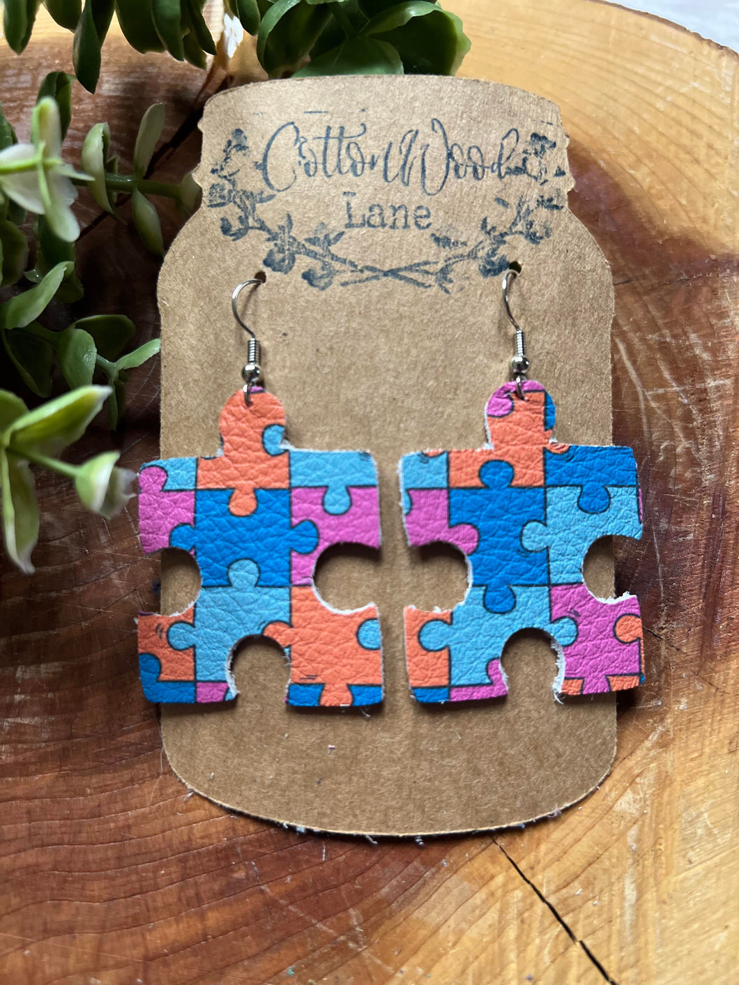 Autism Awareness Puzzle Piece earring