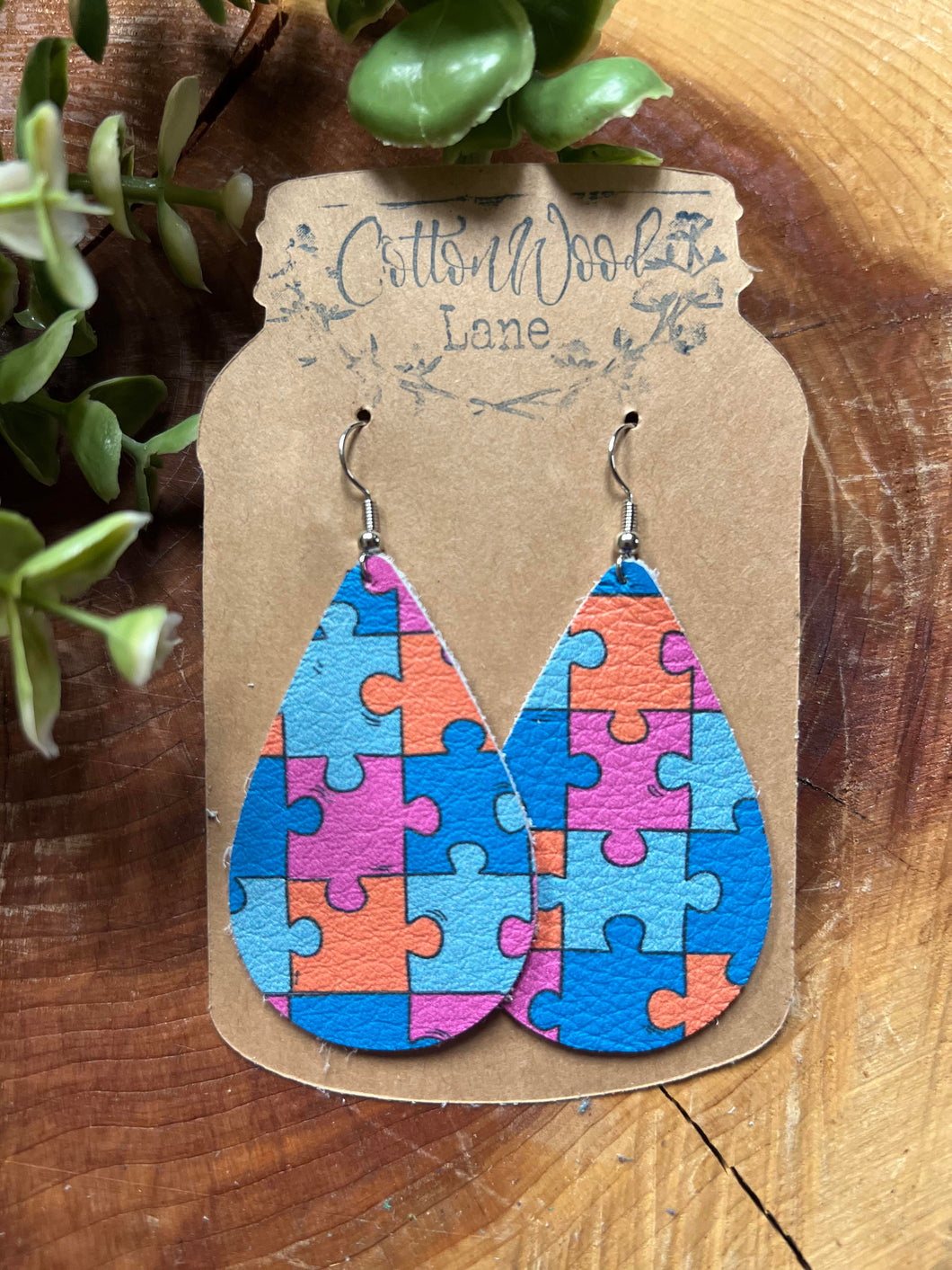 Autism Awareness Teardrop earring