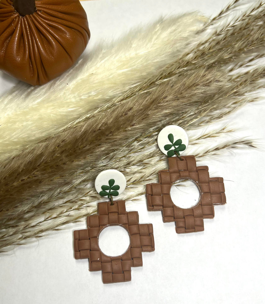 Basketweave Aztec Clay earring