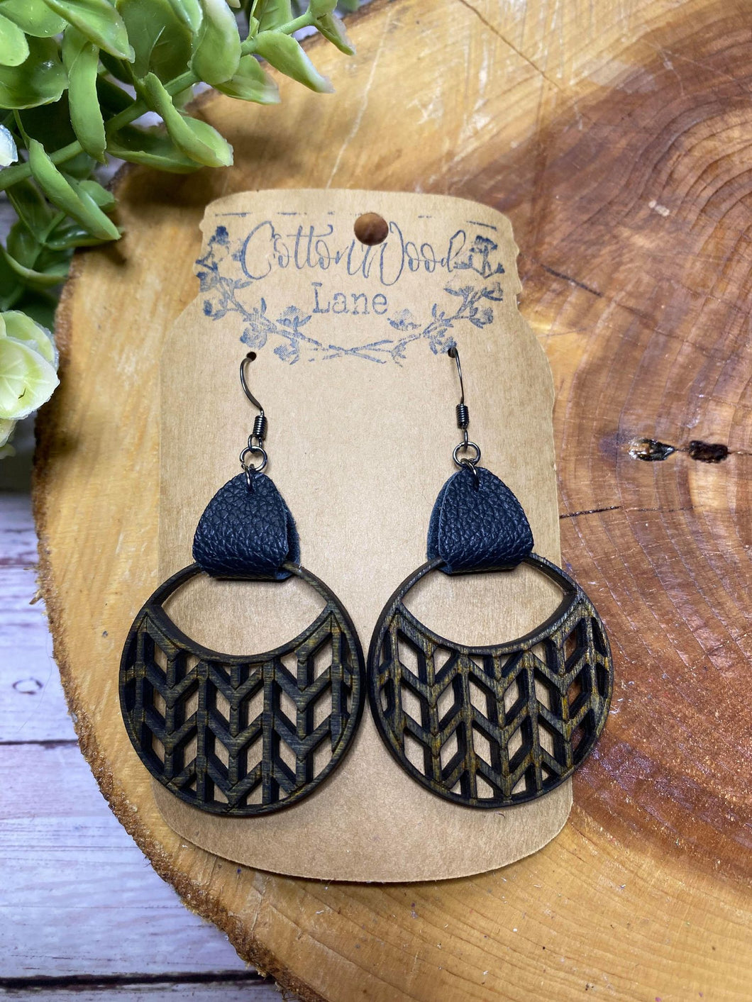 Basket Weave earring- Black stain