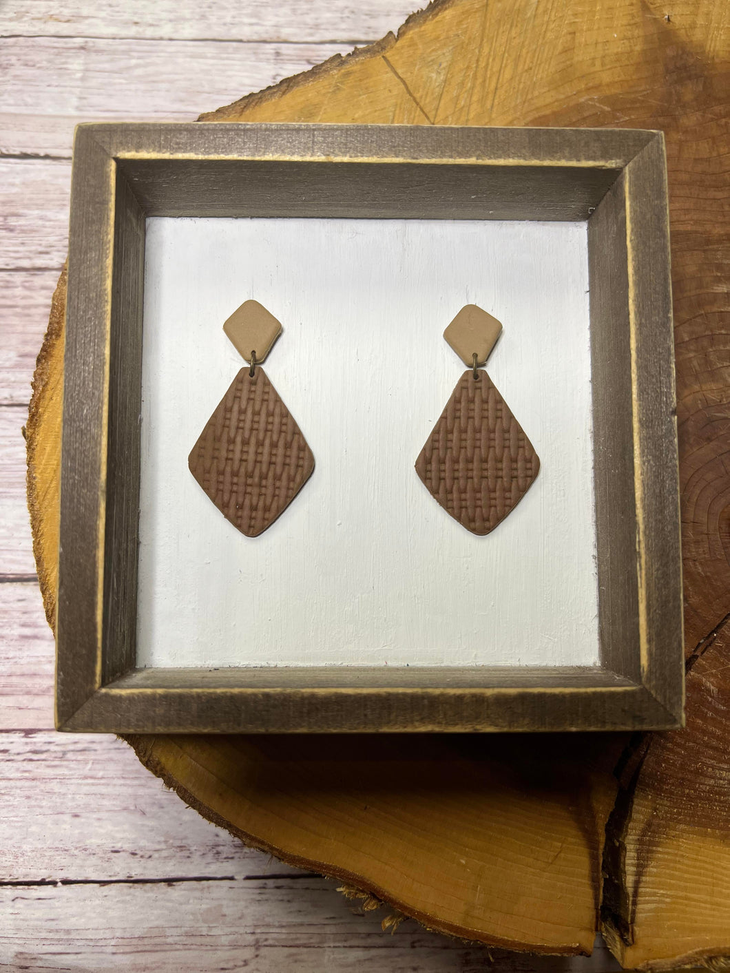 Basket Weave Clay Drop earring