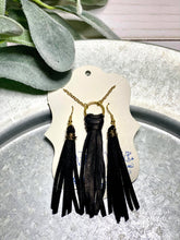 Load image into Gallery viewer, Black fringe necklace and earring set
