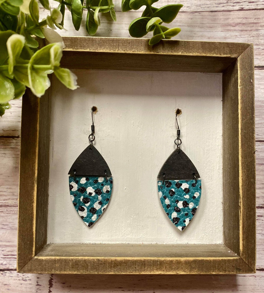 Turquoise Leopard Split petal earring