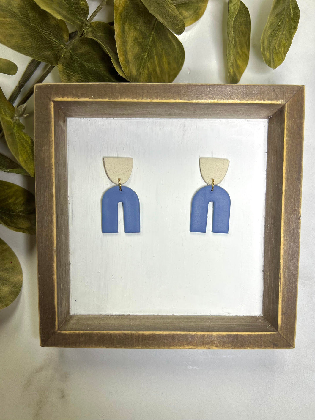 Blue Clay Textured Arch earring