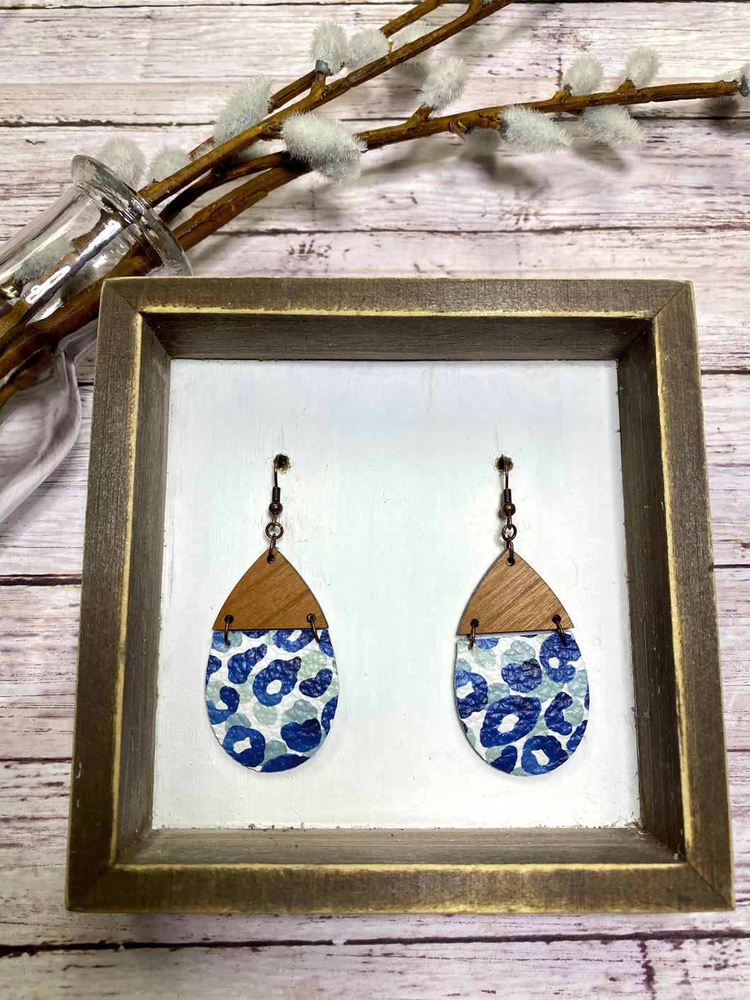 Blue Cheetah Petite Split teardrop earring