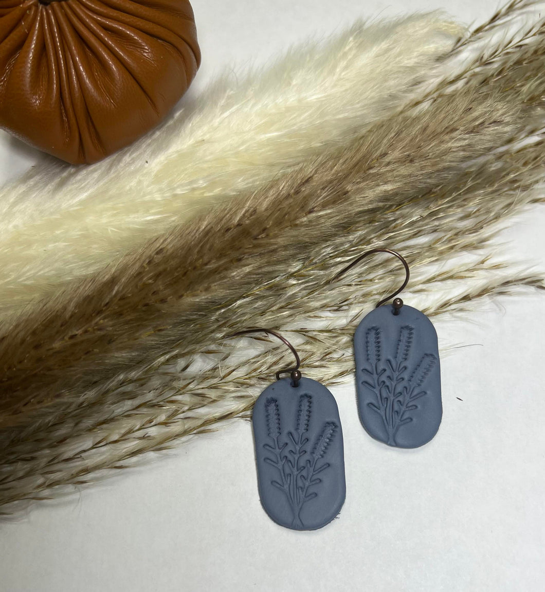 Blue Oval Stem Clay earring