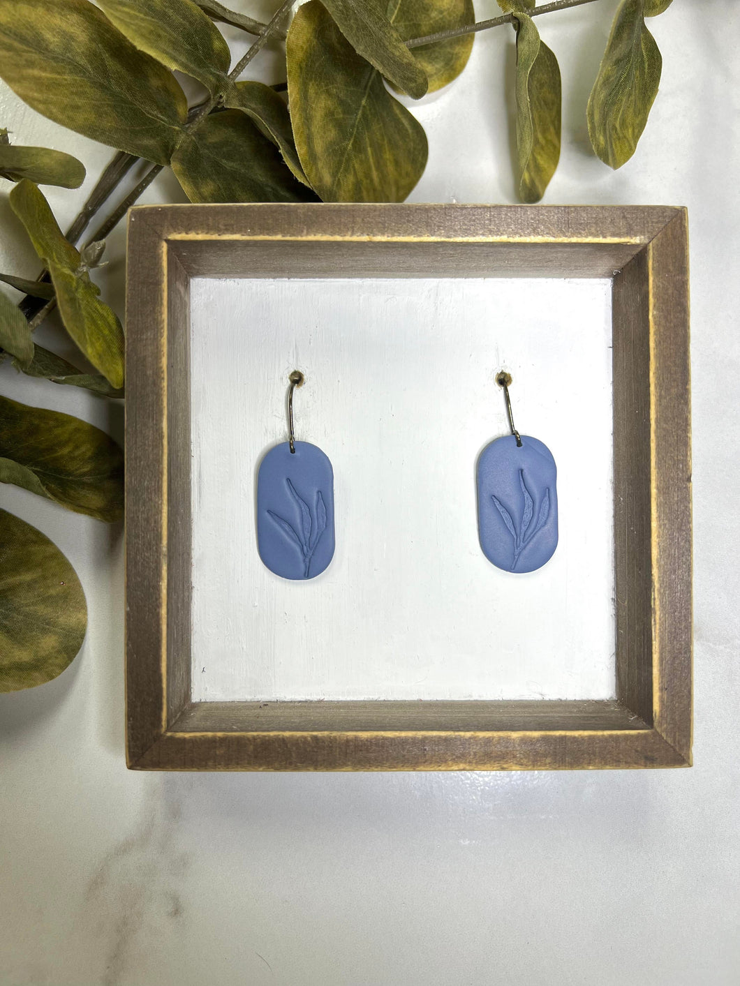 Blue Clay Wheat Impression earring