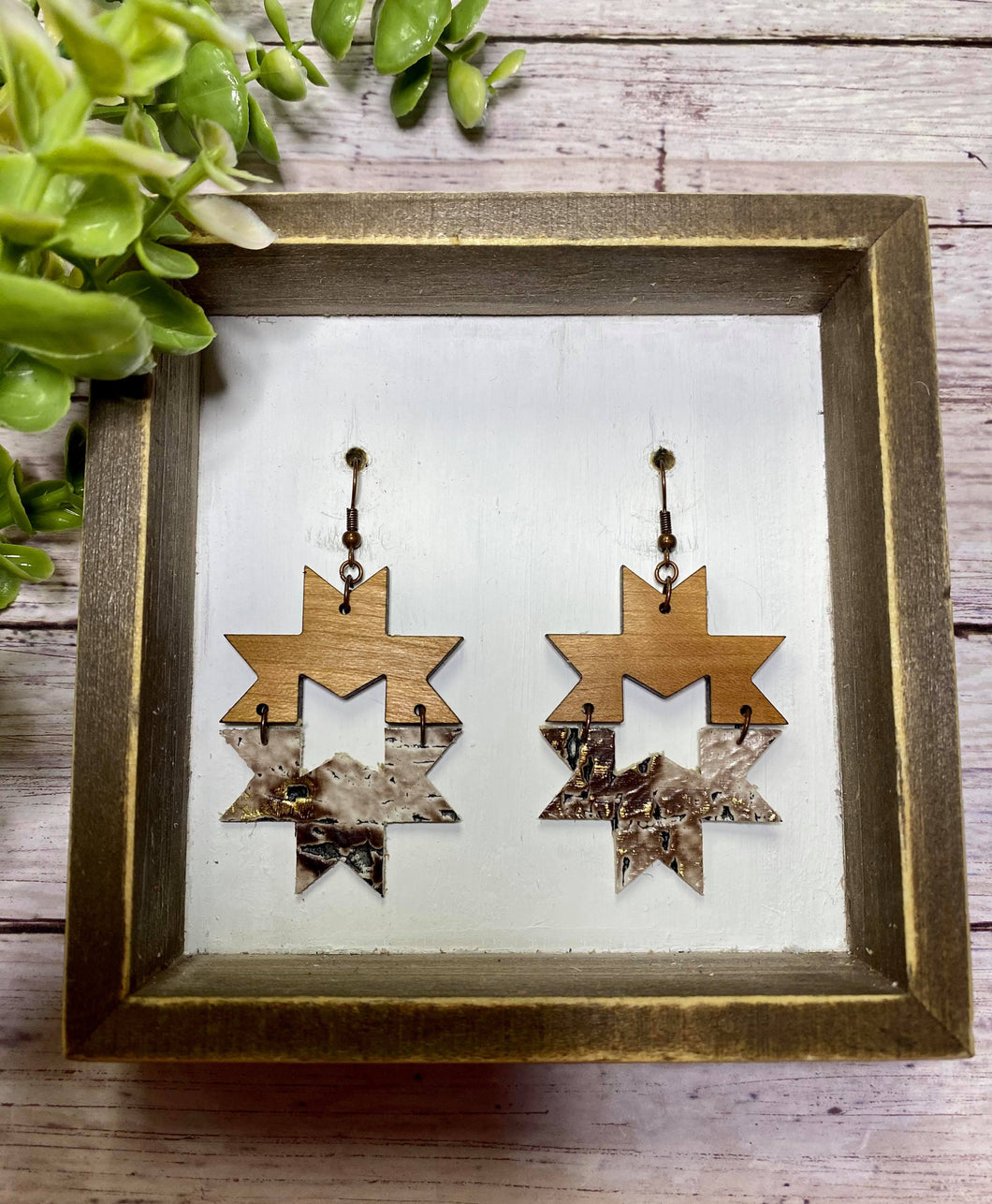 Brown Birch aztec earring