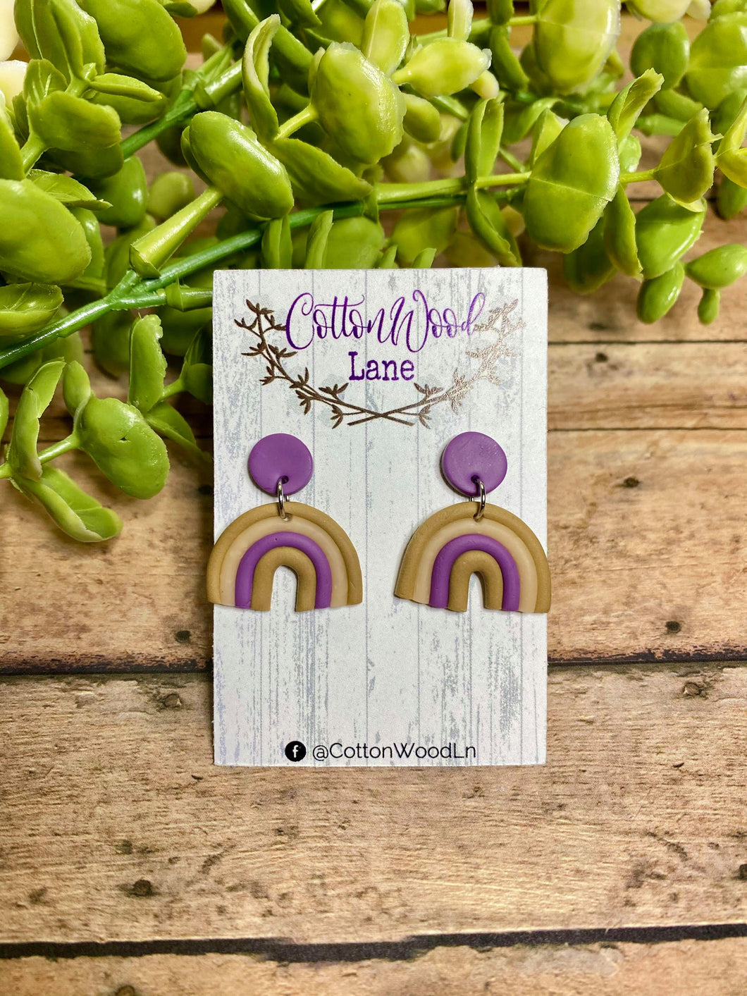 Purple Clay rainbow earring