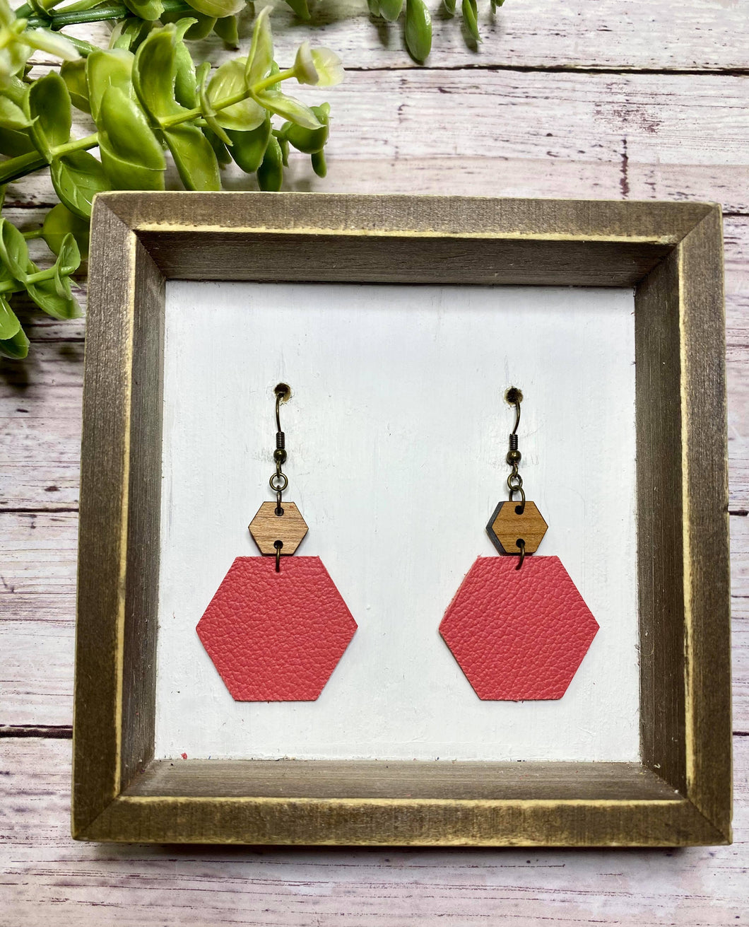 Watermelon hexagon earring