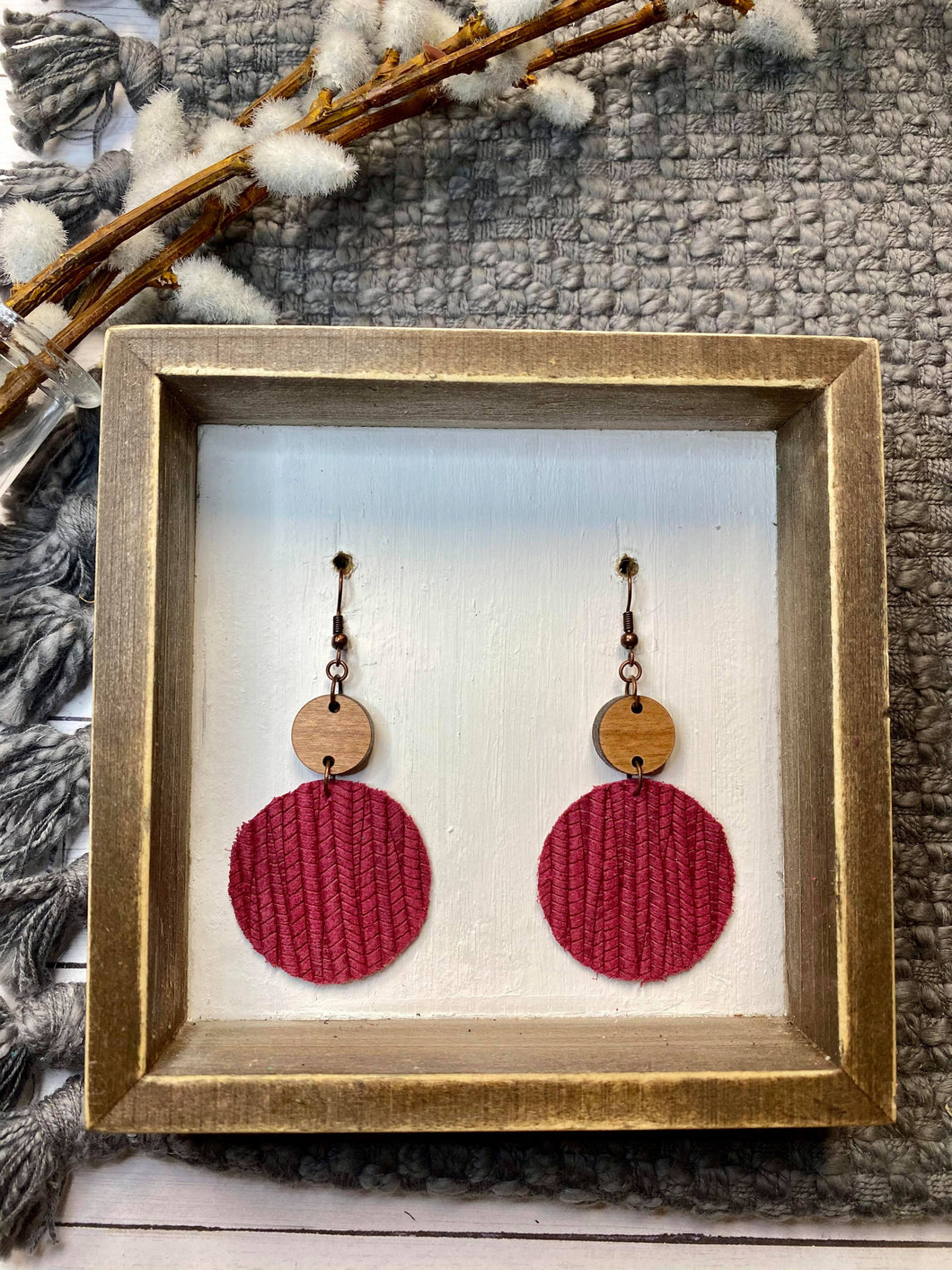 Cranberry closed circle earring