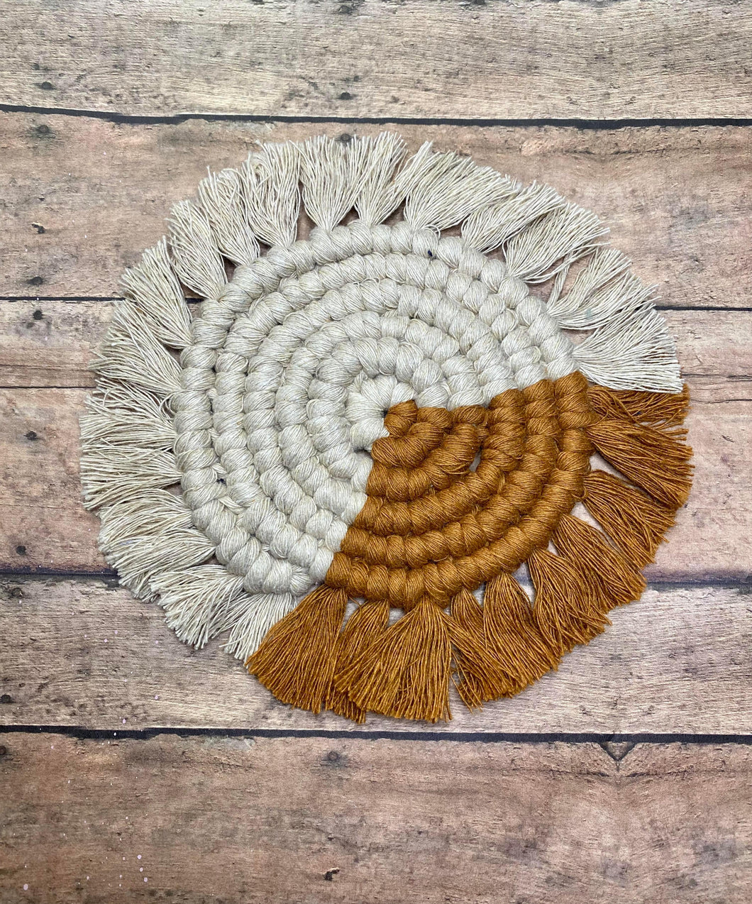 Cream & Tuscan Sun Macrame Coaster