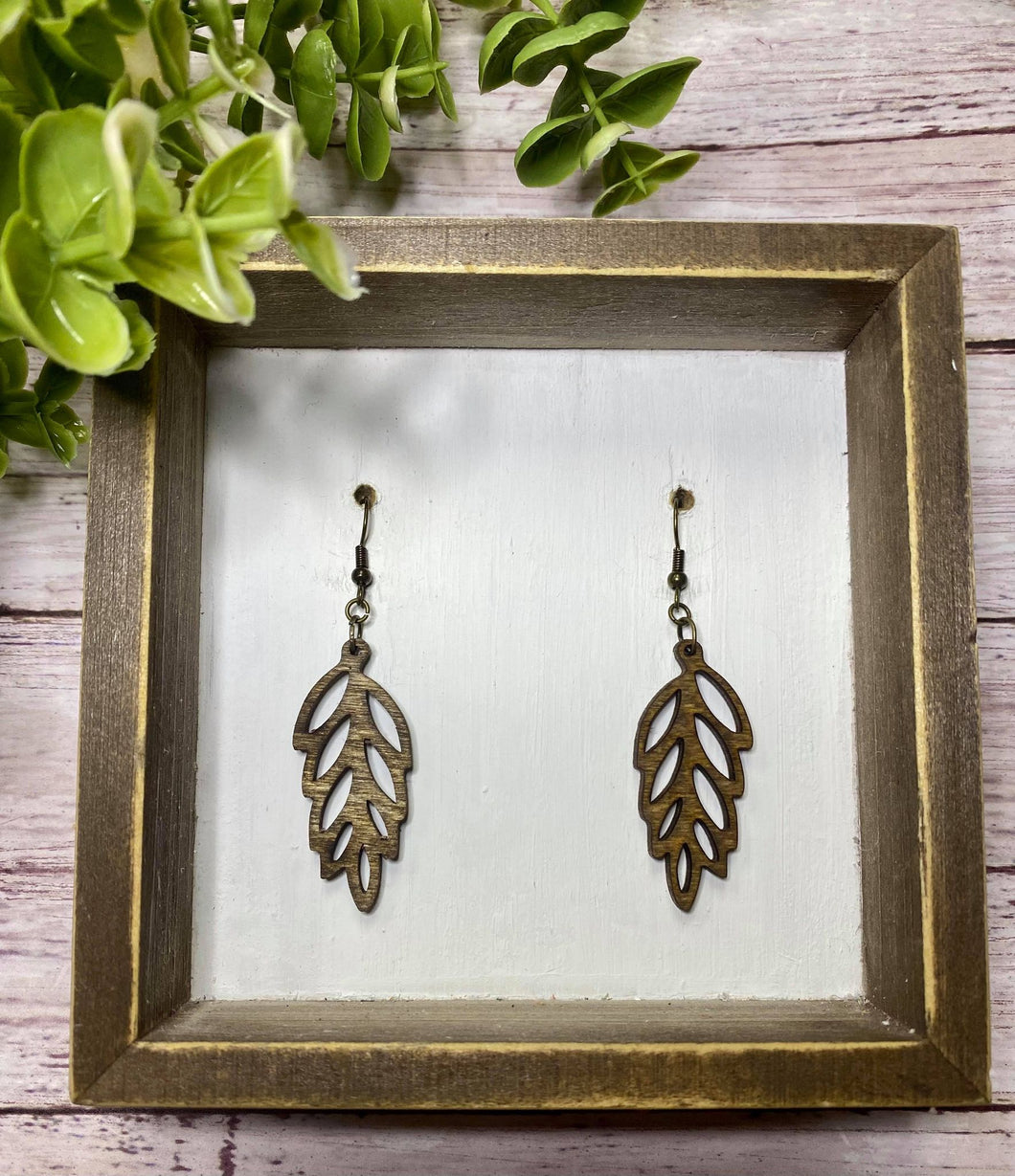 Wooden Leaf earring