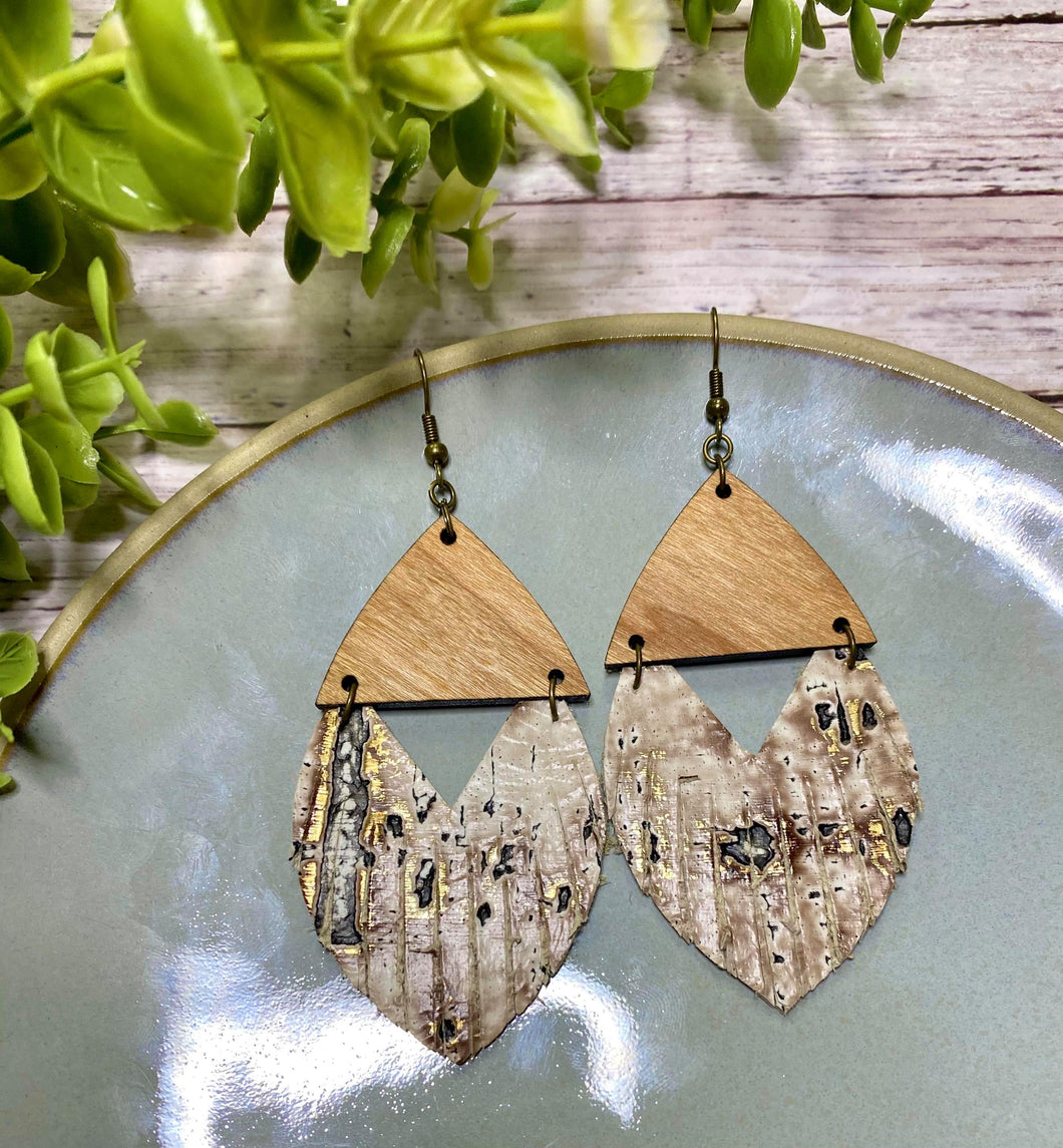 Brown birch fringe earring