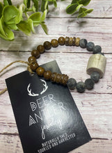 Load image into Gallery viewer, Deer Antler and Grey gemstone bracelet
