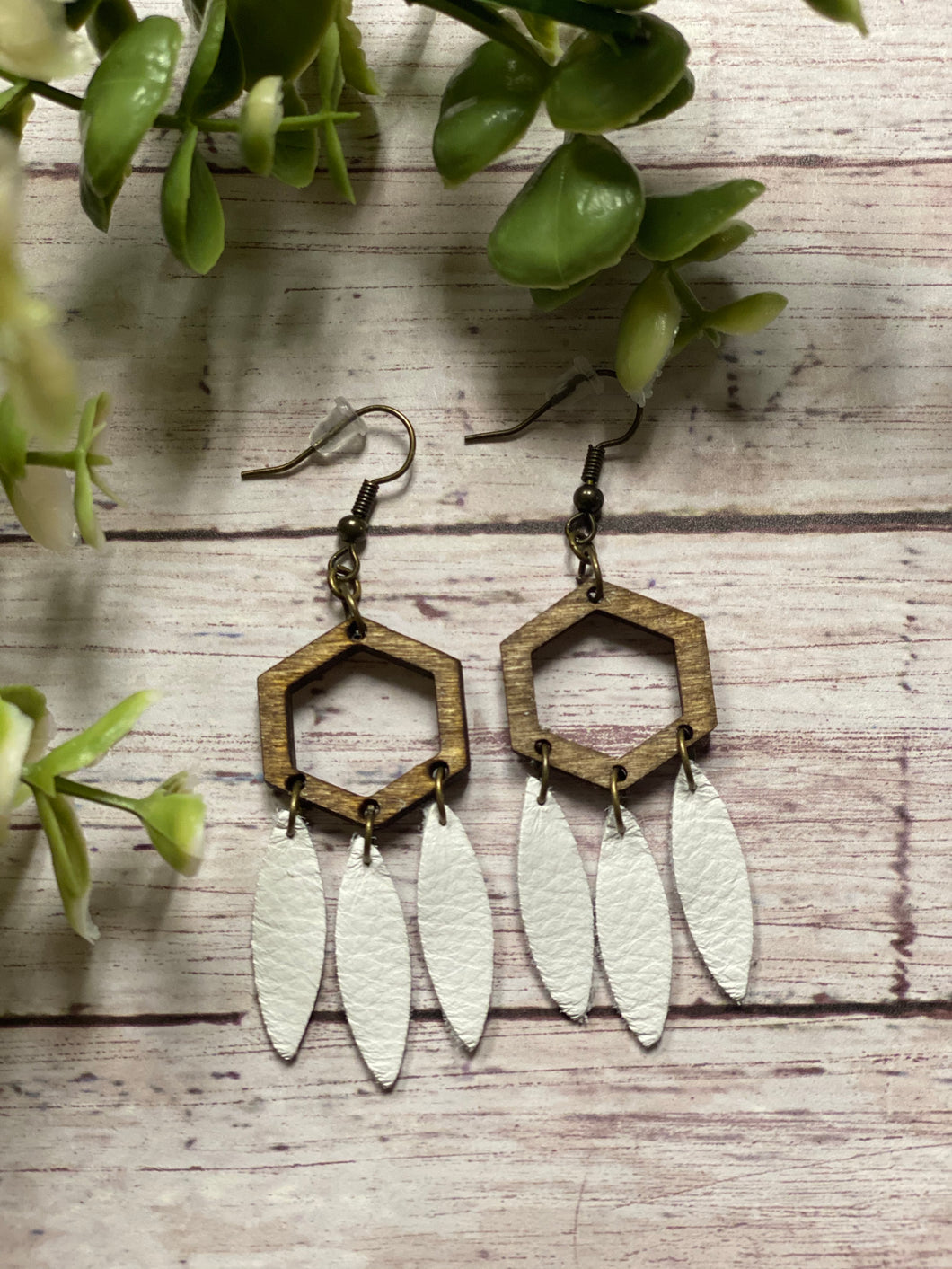 Petite white dream catcher earring