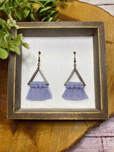 Load image into Gallery viewer, Mini Wooden Triangle Macrame earring
