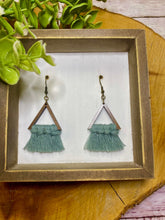 Load image into Gallery viewer, Mini Wooden Triangle Macrame earring
