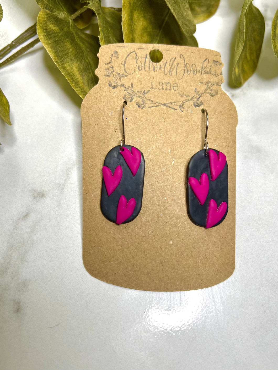 Magenta Heart Clay earring