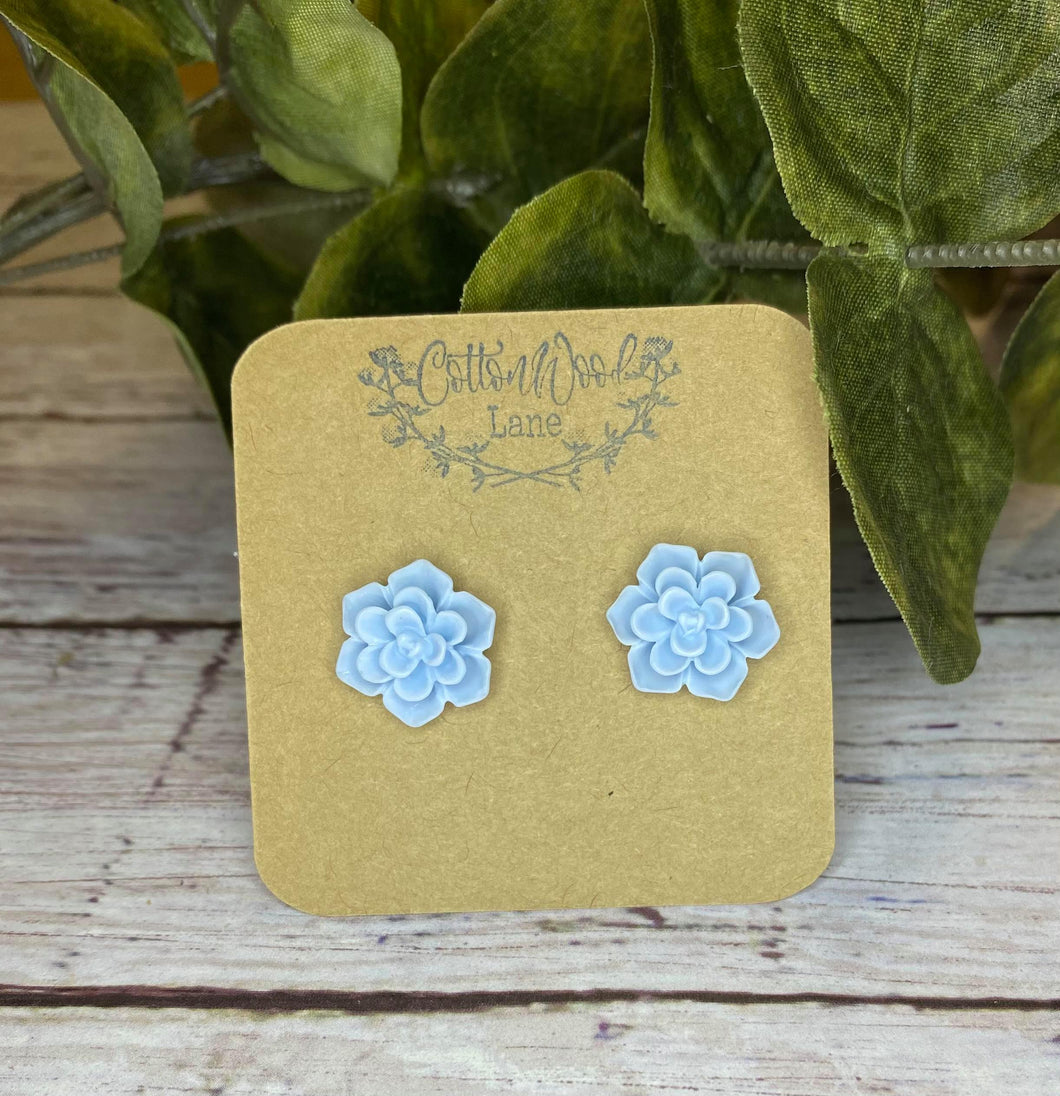 Light blue succulent stud