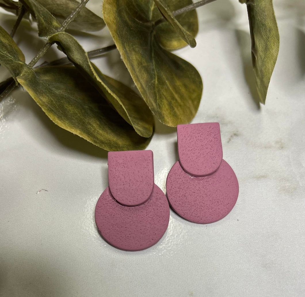 Mauve Textured Dot Clay earring