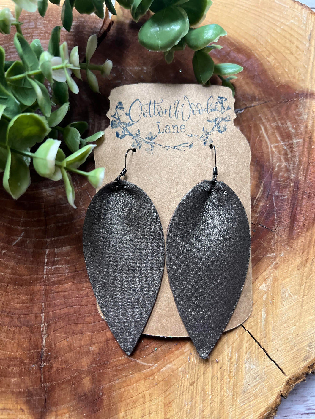 Metallic Chocolate Long Pinched Teardrop earring