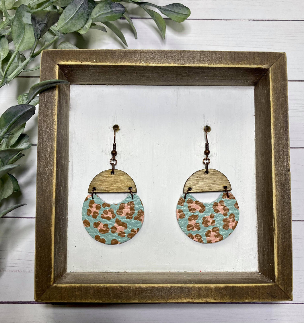 Mint Cheetah notched earring