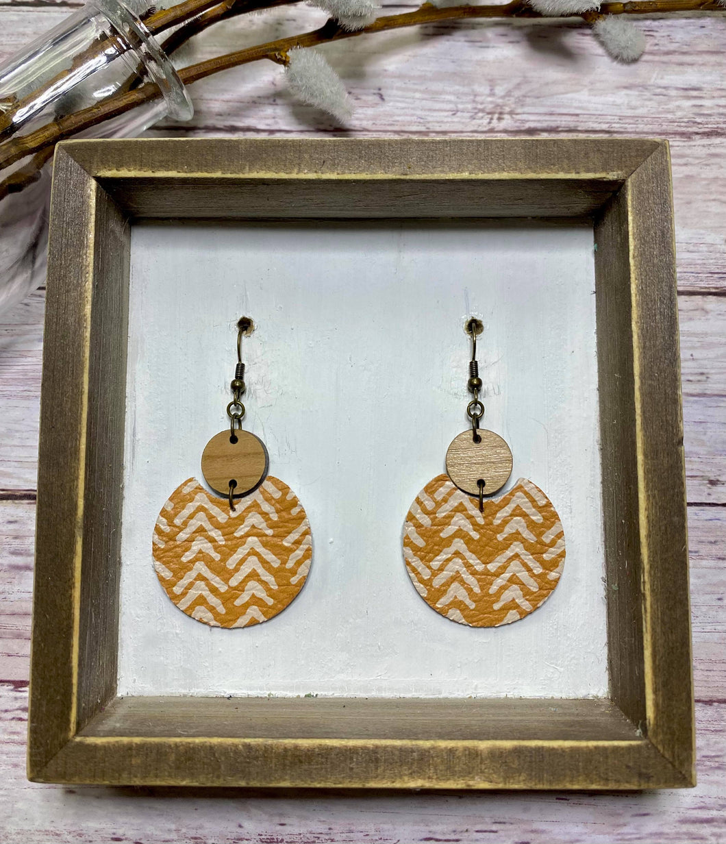 Mustard Chevron closed circle earring