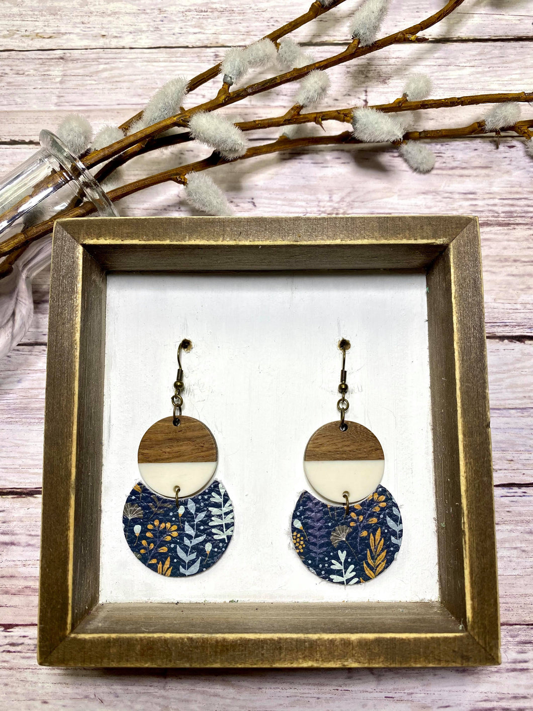 Navy floral Layla earring