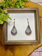 Load image into Gallery viewer, Navy Slat Wooden Teardrop earring
