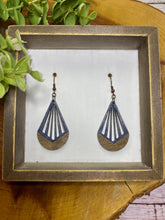 Load image into Gallery viewer, Navy Slat Wooden Teardrop earring
