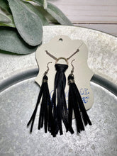 Load image into Gallery viewer, Black fringe necklace and earring set
