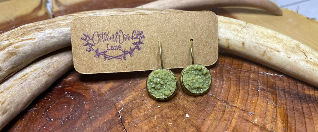 Olive Drop Druzie earring