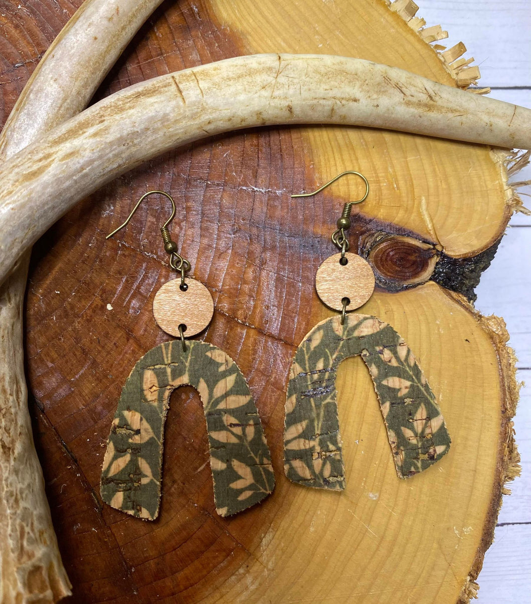 Olive Branch Wooden Arch earring