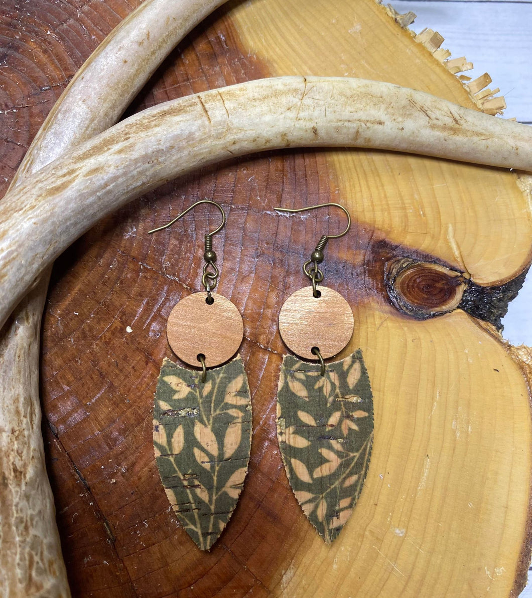 Olive Branch Point Wooden earring