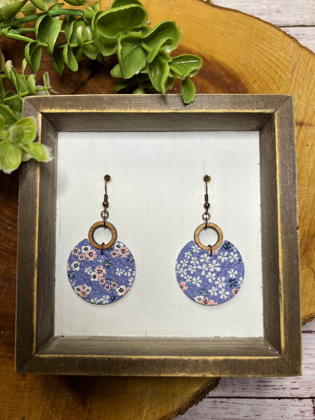 Periwinkle Floral Open Circle earring