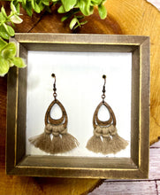 Load image into Gallery viewer, Petite Open Wooden Teardrop Macrame earring
