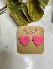 Load image into Gallery viewer, Pink Clay Stud Heart earring
