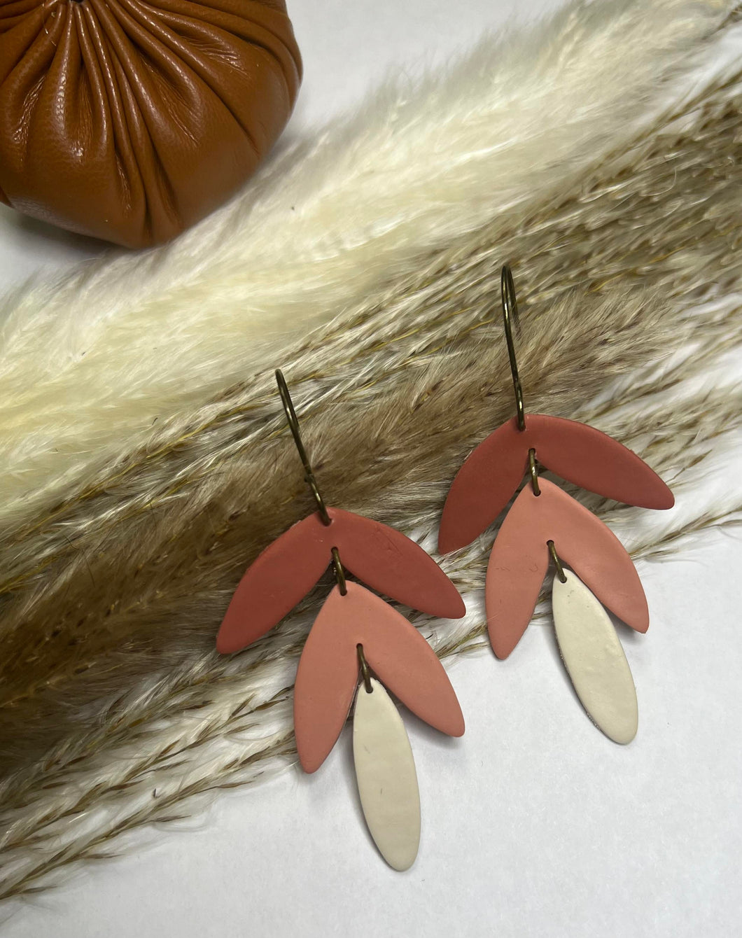 Triple Leaf Clay earring