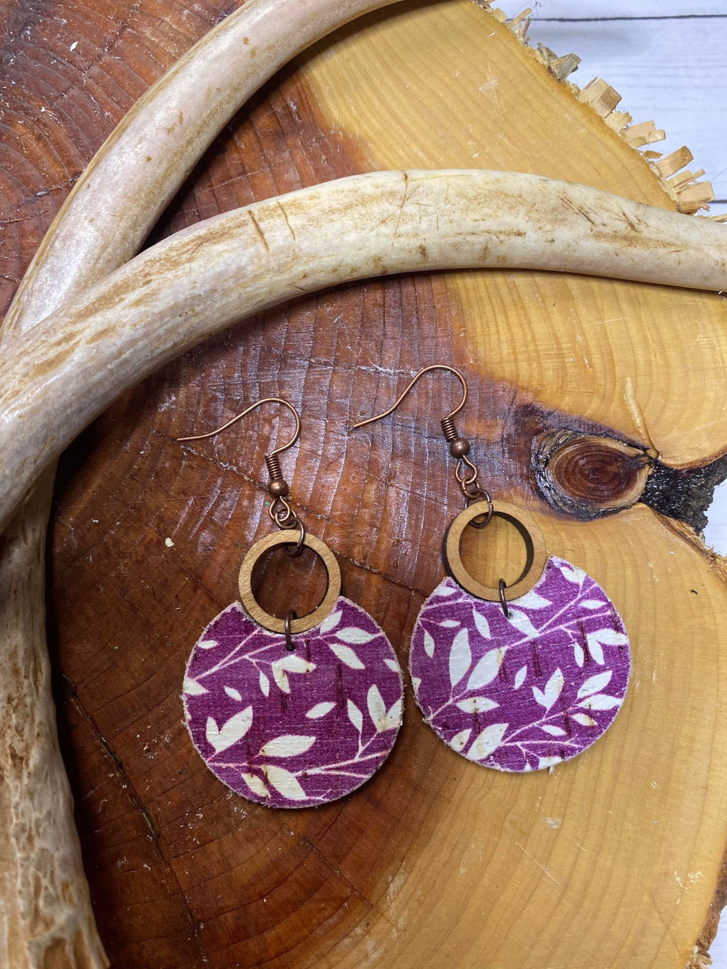 Plum Branch Open Circle earring