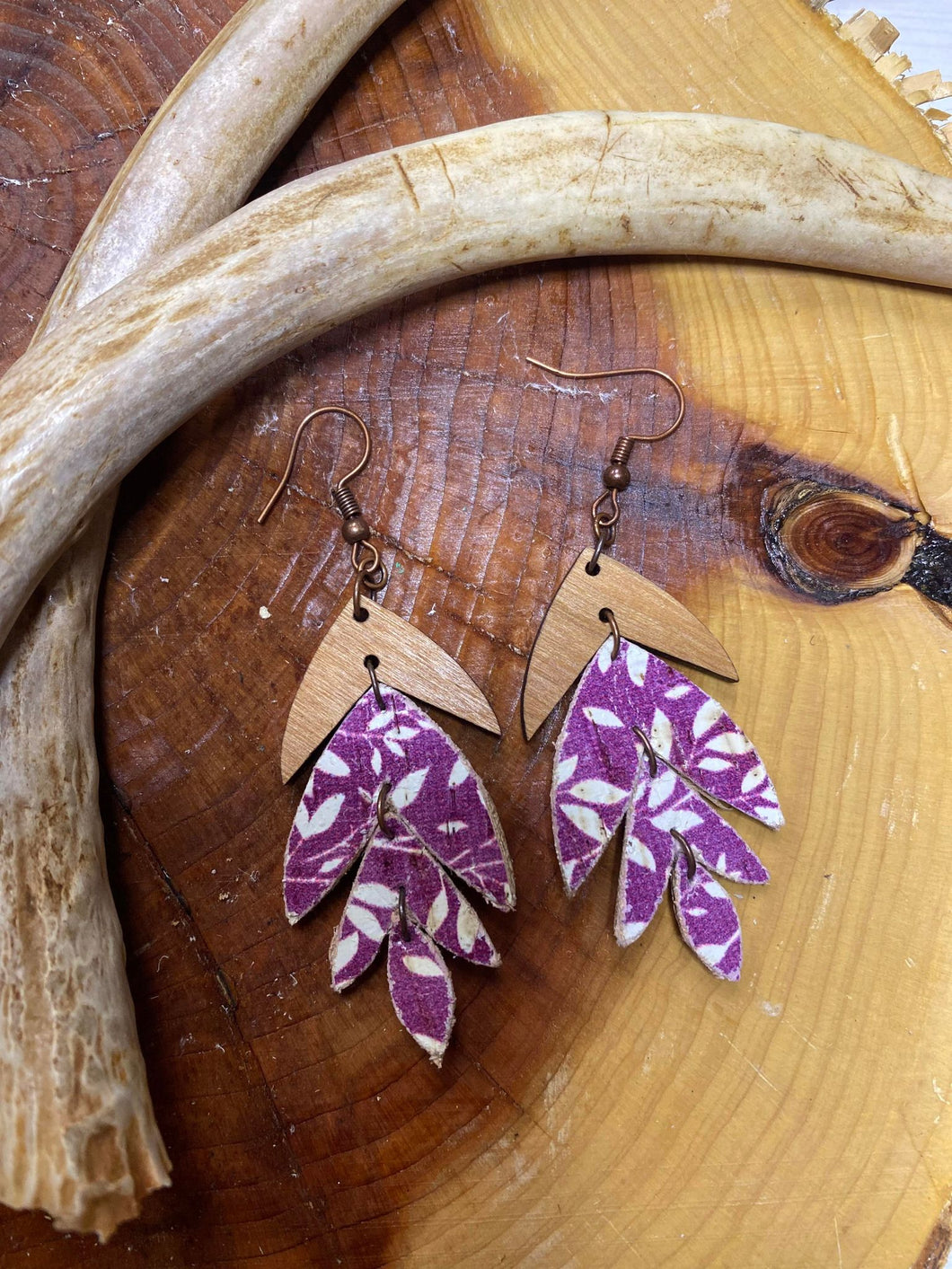 Plum Branch Quad Leaf earring