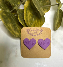 Load image into Gallery viewer, Purple Clay Stud Heart earring
