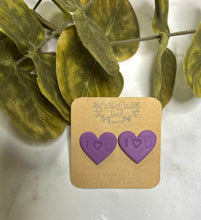 Load image into Gallery viewer, Purple Clay Stud Heart earring
