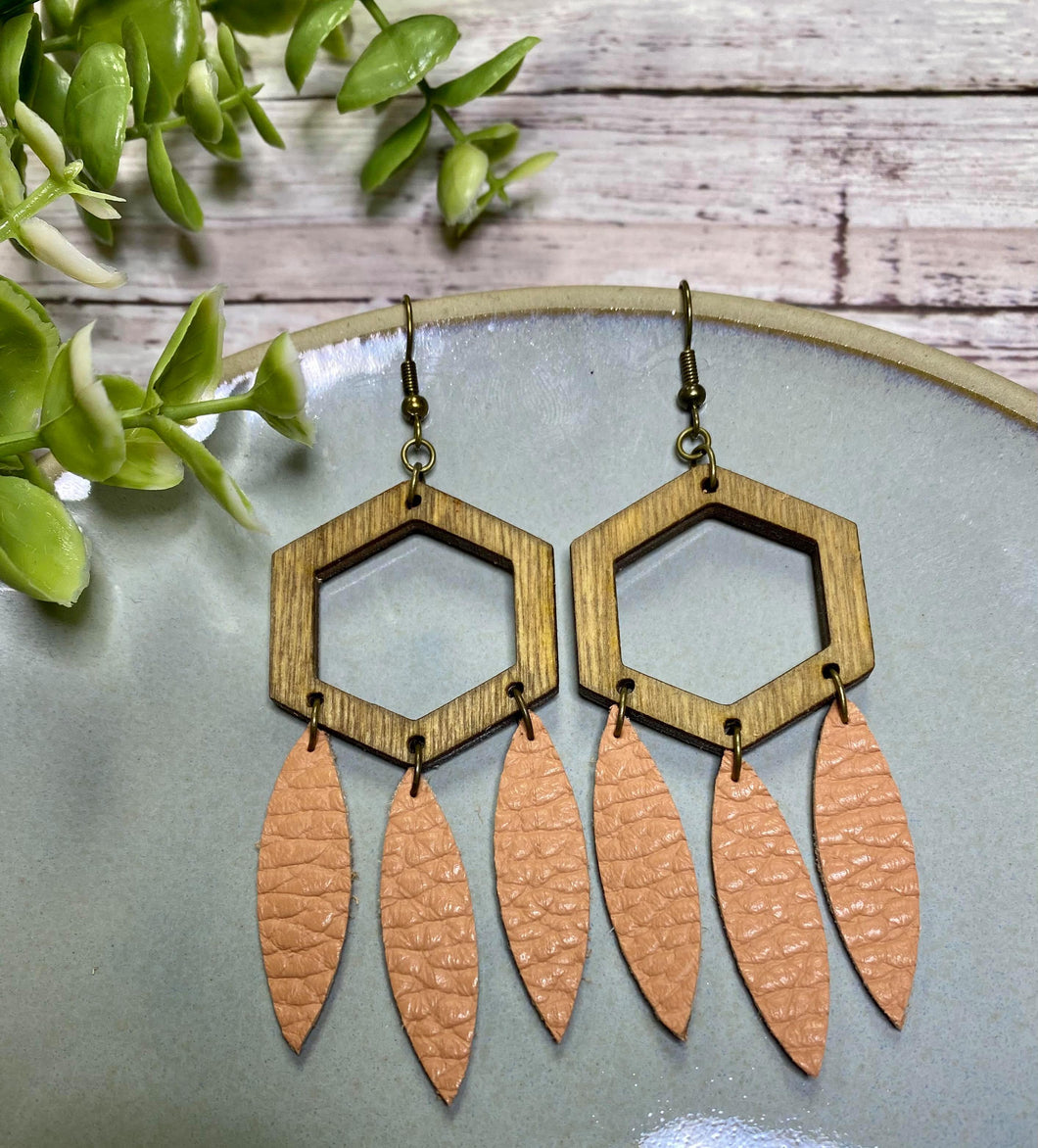 Peach Dreamcatcher earring